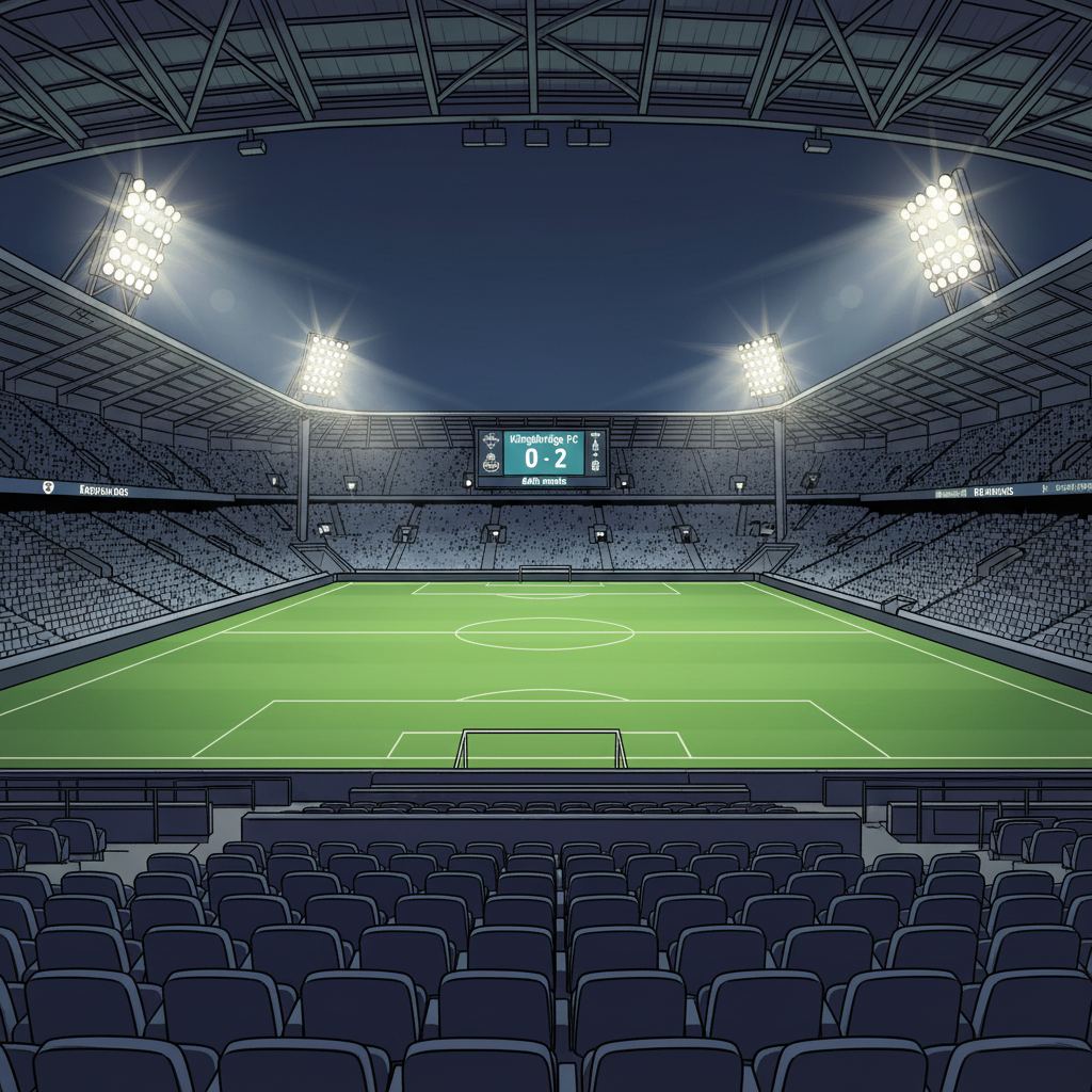 The Number 17 — page 1 panel 1: The floodlit Kingsbridge Football Stadium looms under a night sky, the scoreboard a stark, digital wound. The home crowd's murmuring despair is almost palpable as the clock ticks past the hour mark.