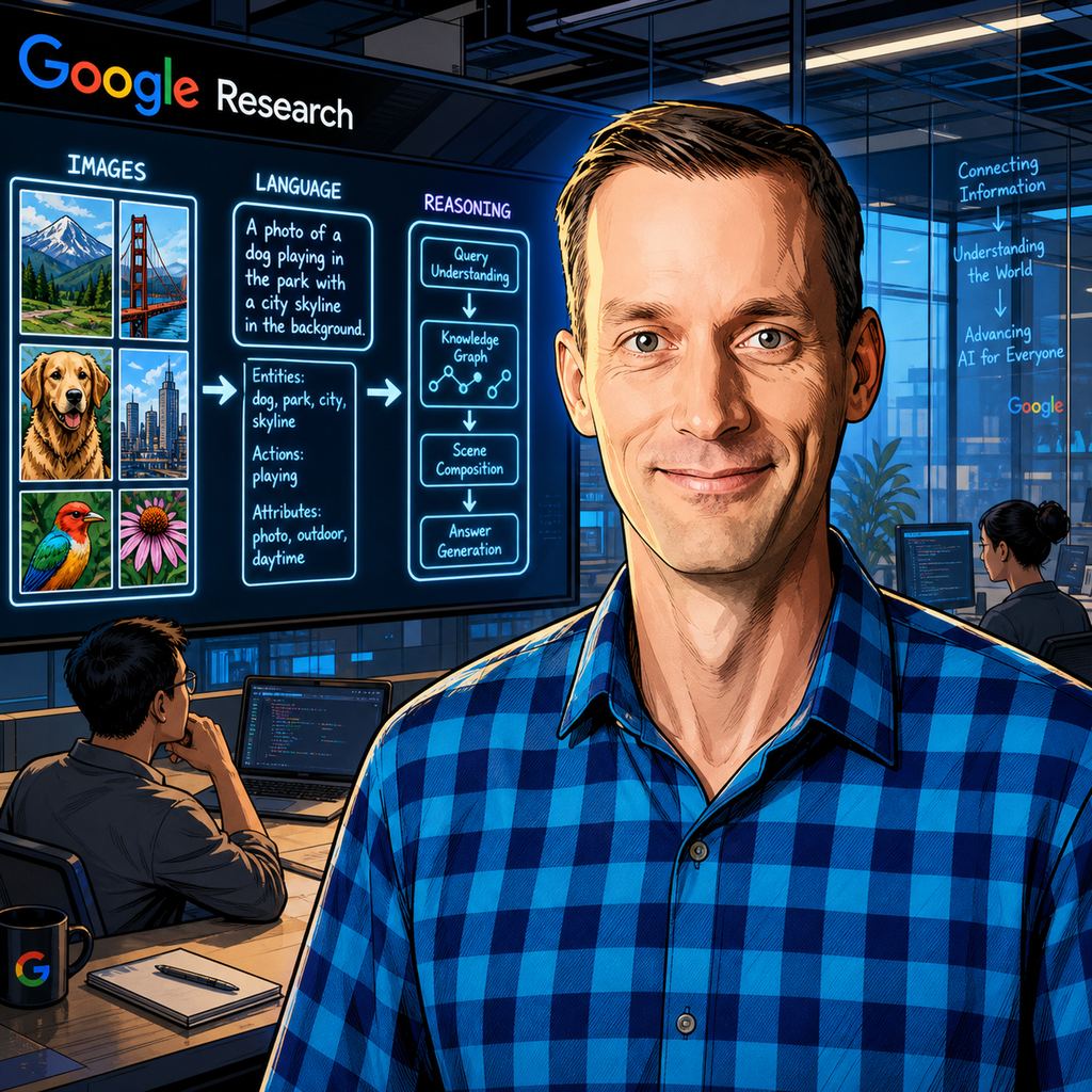 The Man Who Built Google's Brain — page 3 panel 2: As Google's Chief Scientist, Jeff Dean watches Gemini models demonstrate the ability to see, read, and reason. The quiet infrastructure engineer recognizes the scale of what has changed.