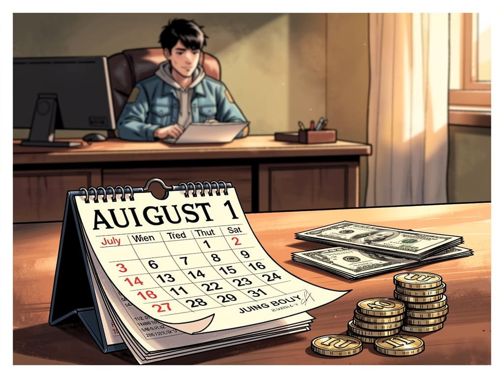 赵明的夏天 — page 3 panel 3: 日历上的日期快速翻过,显示着夏日时光的流逝,赵明的努力仍在继续。