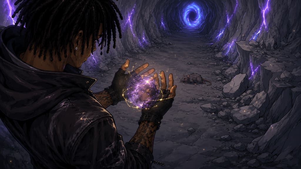 ZERO RANK — Episode 1: Rank Zero — page 4 panel 3: The heat fades. Malik looks down at his hands and realizes they have stopped shaking.