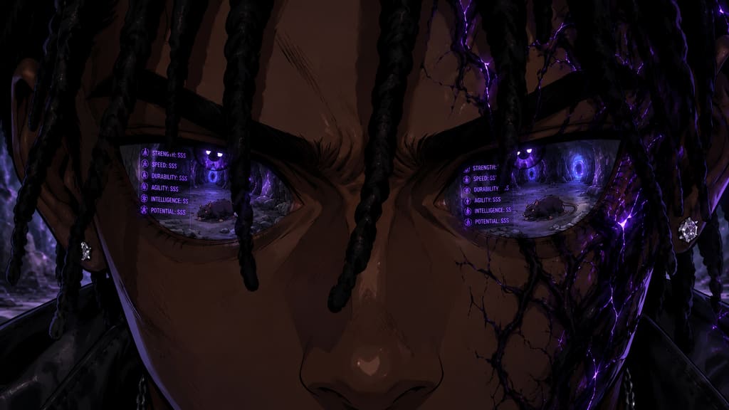 ZERO RANK — Episode 1: Rank Zero — page 4 panel 5: Malik studies the listed traits, remembering how quickly the Fang Rat moved during their first fight.