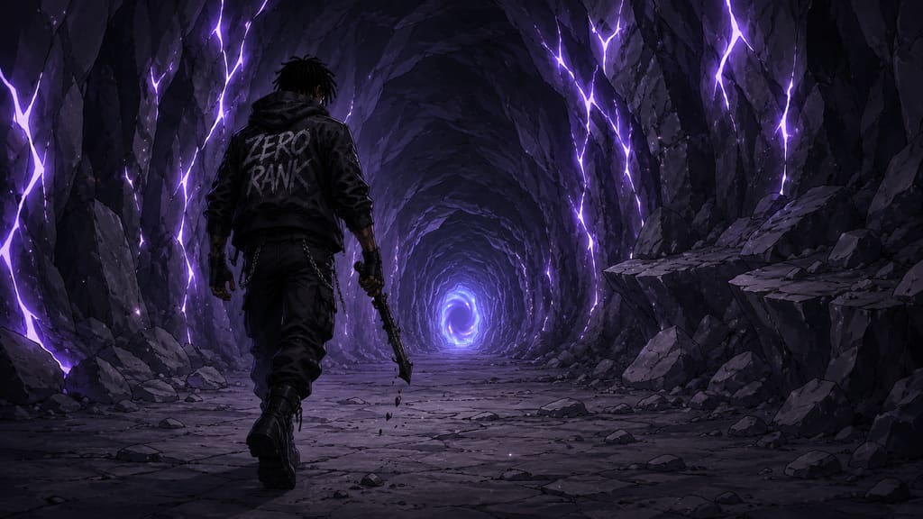 ZERO RANK — Episode 1: Rank Zero — page 5 panel 4: Malik moves through the tunnel. Every step still hurts, but his body feels slightly lighter than before.
