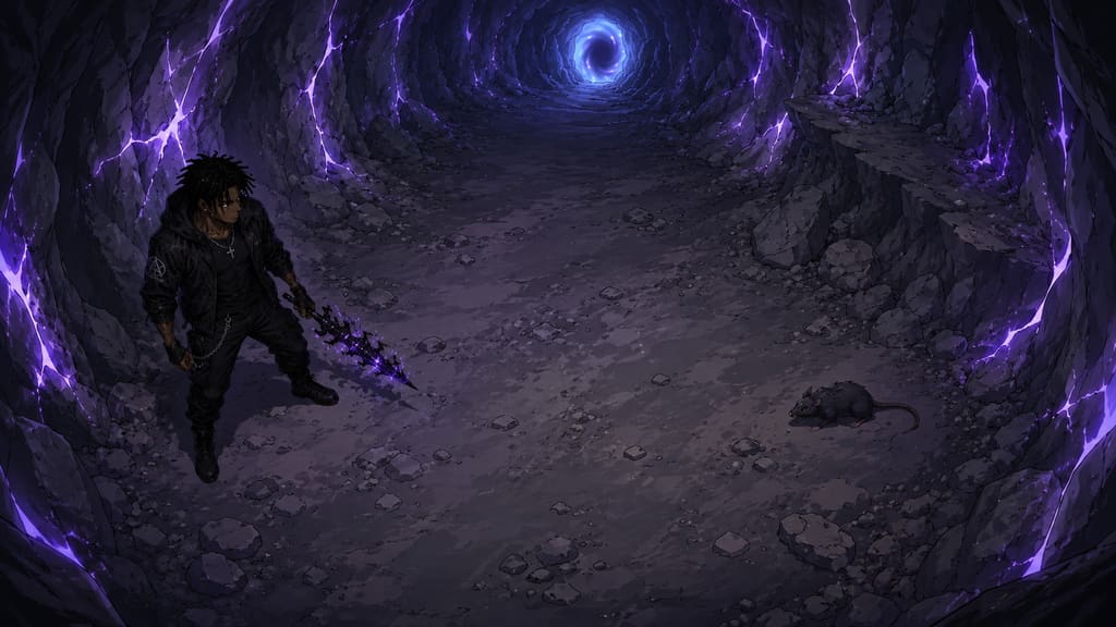 ZERO RANK — Episode 1: Rank Zero — page 7 panel 3: The Fang Rat circles, still dangerous. Malik keeps his distance, breathing hard but no longer frozen.