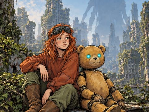Ivy dans le paysage post-apocalyptique — Realistic AI comic by Jonh Joa
