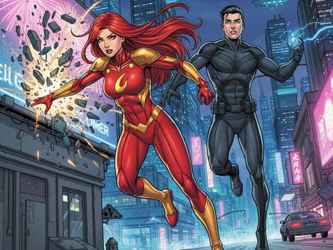 Crimson Comet: Harbor Heist — Superhero AI comic by qcrao
