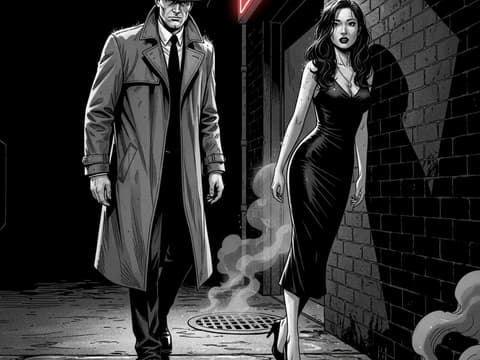Neon Regret — Noir (B&W) AI comic by qcrao
