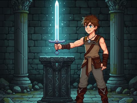 The Blade and the Beast — Pixel Art AI comic by qcrao