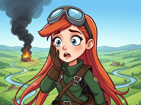 Skye the Sky-Rider: Barn Fire — Cartoon AI comic by qcrao