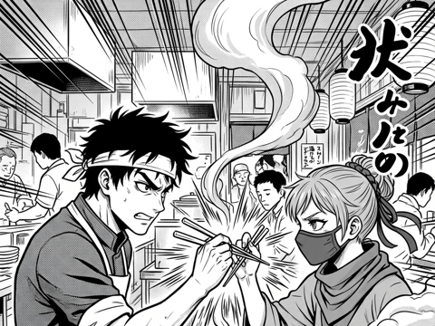 The Chopstick Duel — Manga AI comic by qcrao