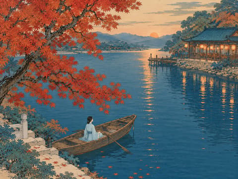 The Lantern on the Quiet River — Gongbi AI comic by qcrao