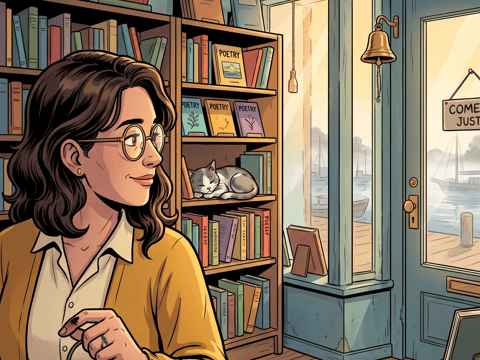 The Cat on the Poetry Shelf — Comic Book AI comic by Jack Ma