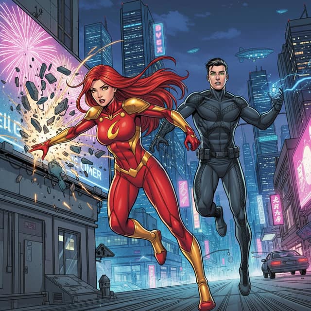Superhero-style AI comic panel — ongoing comic series chapter generated with Comicory's Comic Series Generator